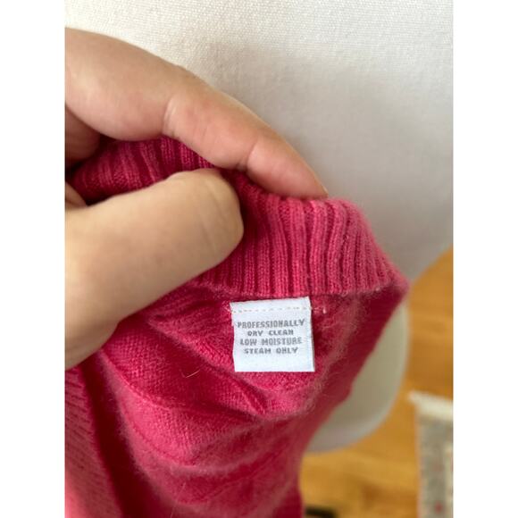 Hot Pink Cableknit Cashmere Long Sleeve Sweater - Picture 4 of 5